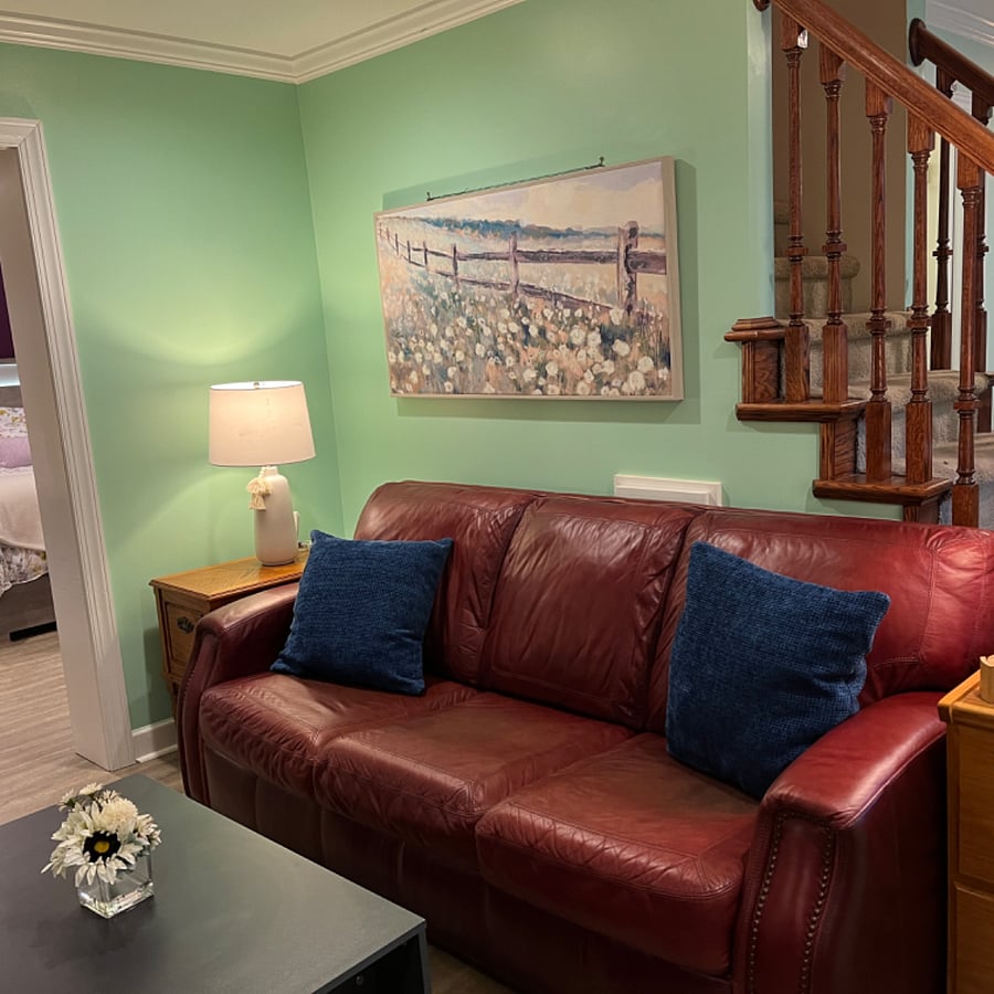 Leather couches with matching chairs