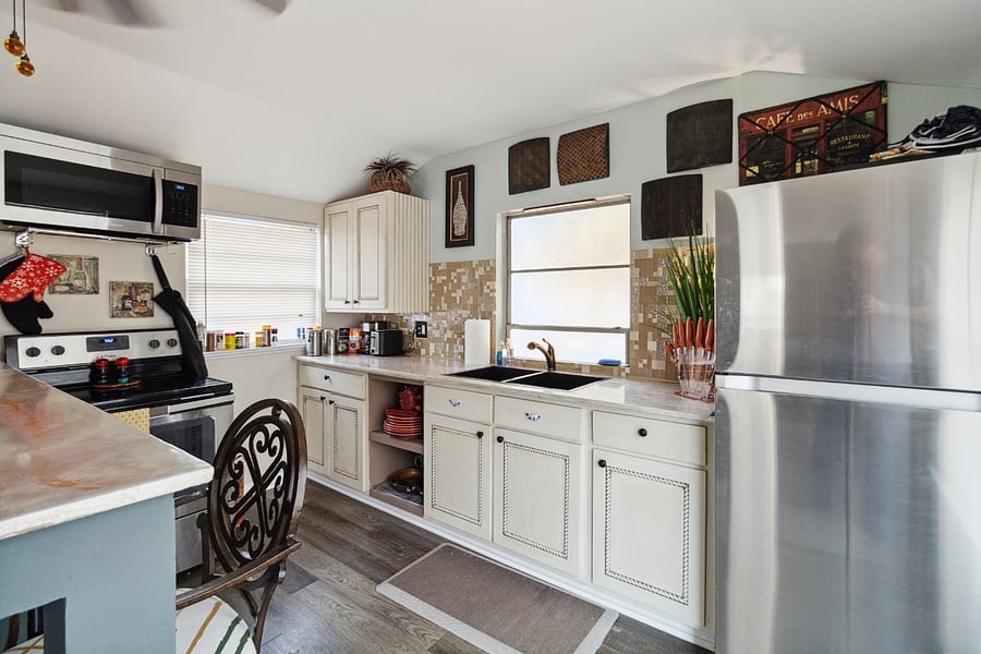 Most recent off kitchen interior; new backsplash and cabinet pulls