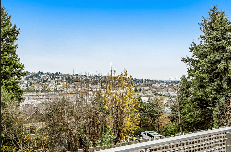 In Winter, the snow-capped Olympic Mountain peaks crown Magnolia Hill.