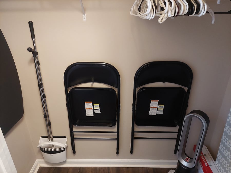 Closet with extra chairs, table etc..