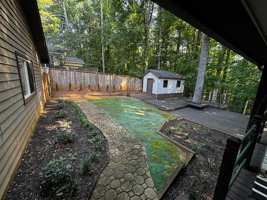 Fully fenced yard for dogs