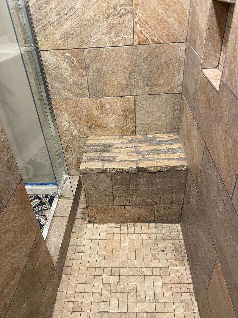 STAND UP WALKIN SHOWER IN MASTER BATHROOM FULLY REMODELED WITH SIT DOWN BENCH