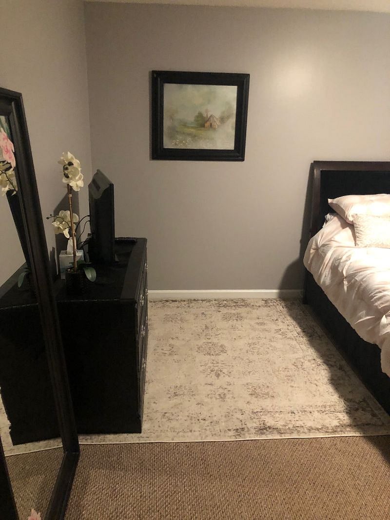 Bedroom 1, Queen Bed, TV, & dresser