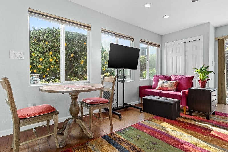 Dining area looks out to a garden where you will have access to lemons and oranges when in season.