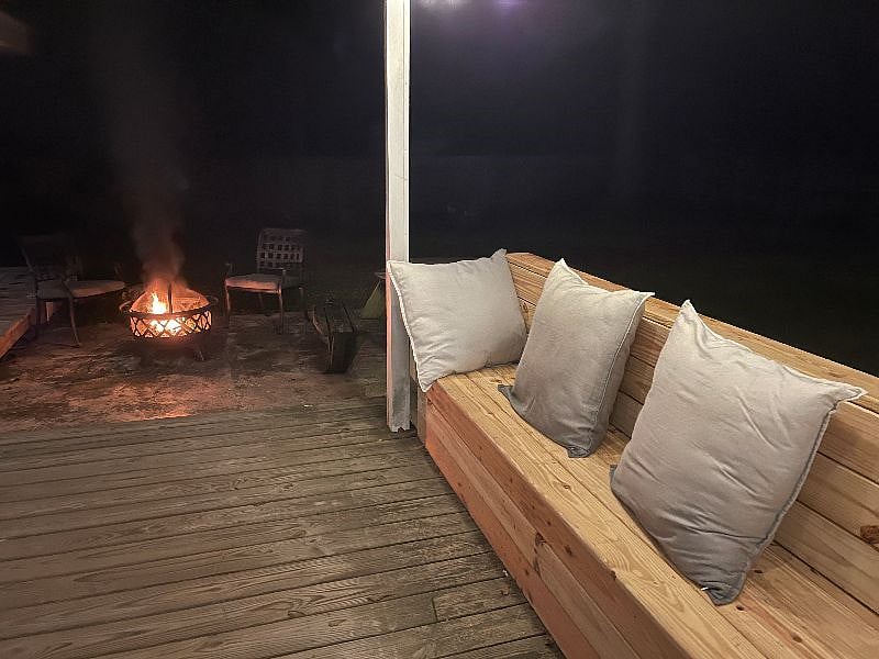 In the fall, sit on the back porch and enjoy the fire and good conversation with friends.