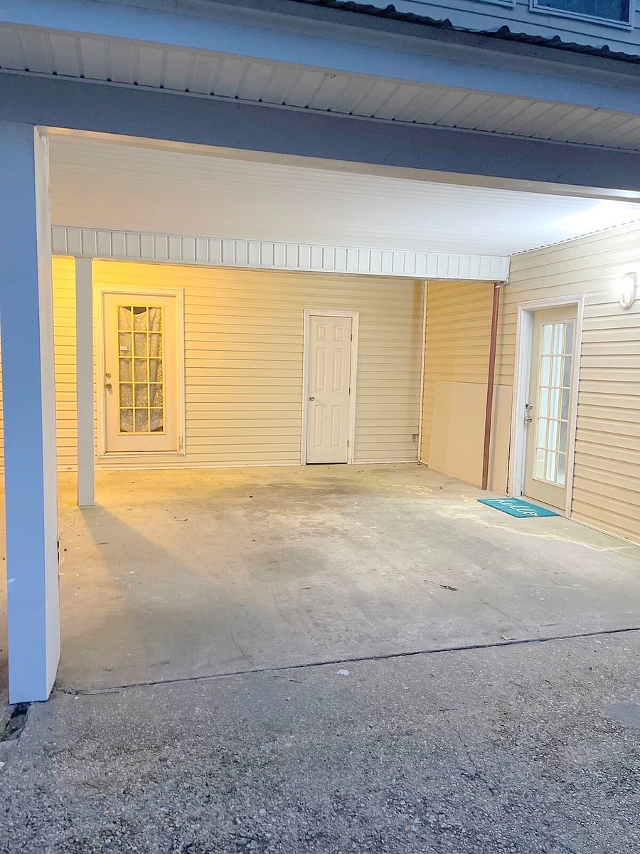 There is one shared covered parking spot for guest provided on a first come first served basis. We also have  4 additional open parking spots on site.