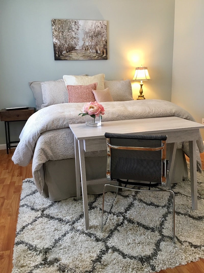 Master Bedroom features a queen size bed and large walk-in closet.