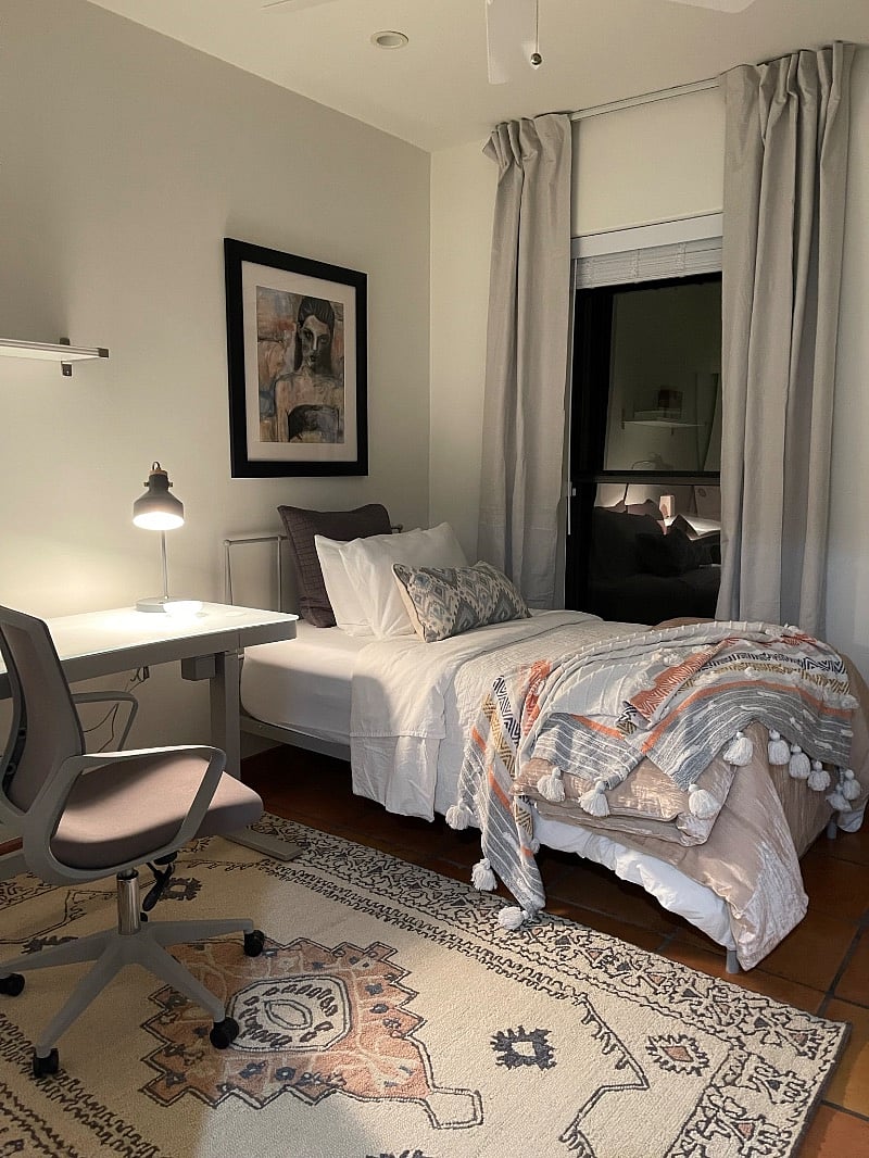 3rd bedroom with twin bed and adjustable height work desk