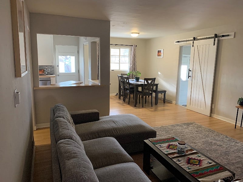 Barn door separates laundry room