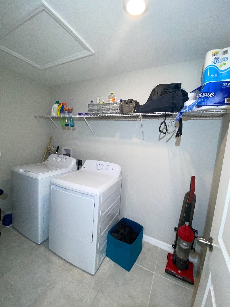 Full open Laundry room with brand new washer and dryer 