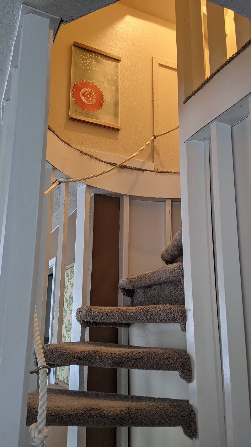 View headed up the stairs. I have a very unique staircase!