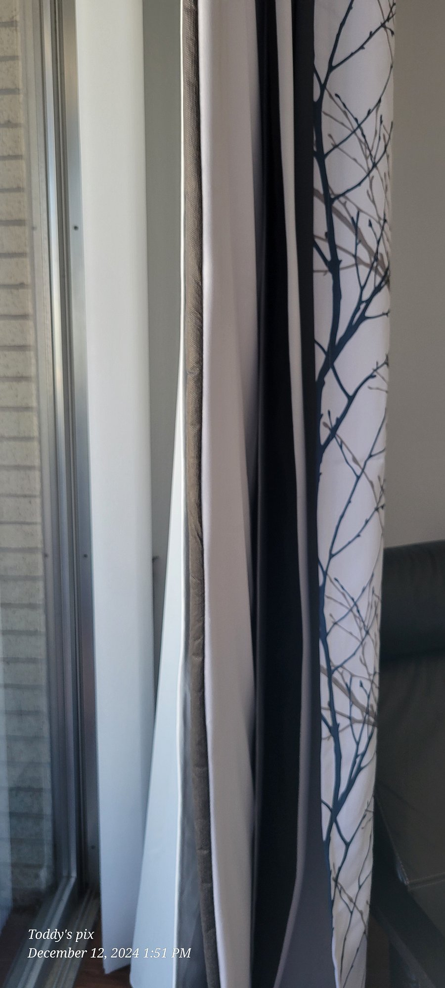 Sound deadening and room darkening curtains in bedroom
