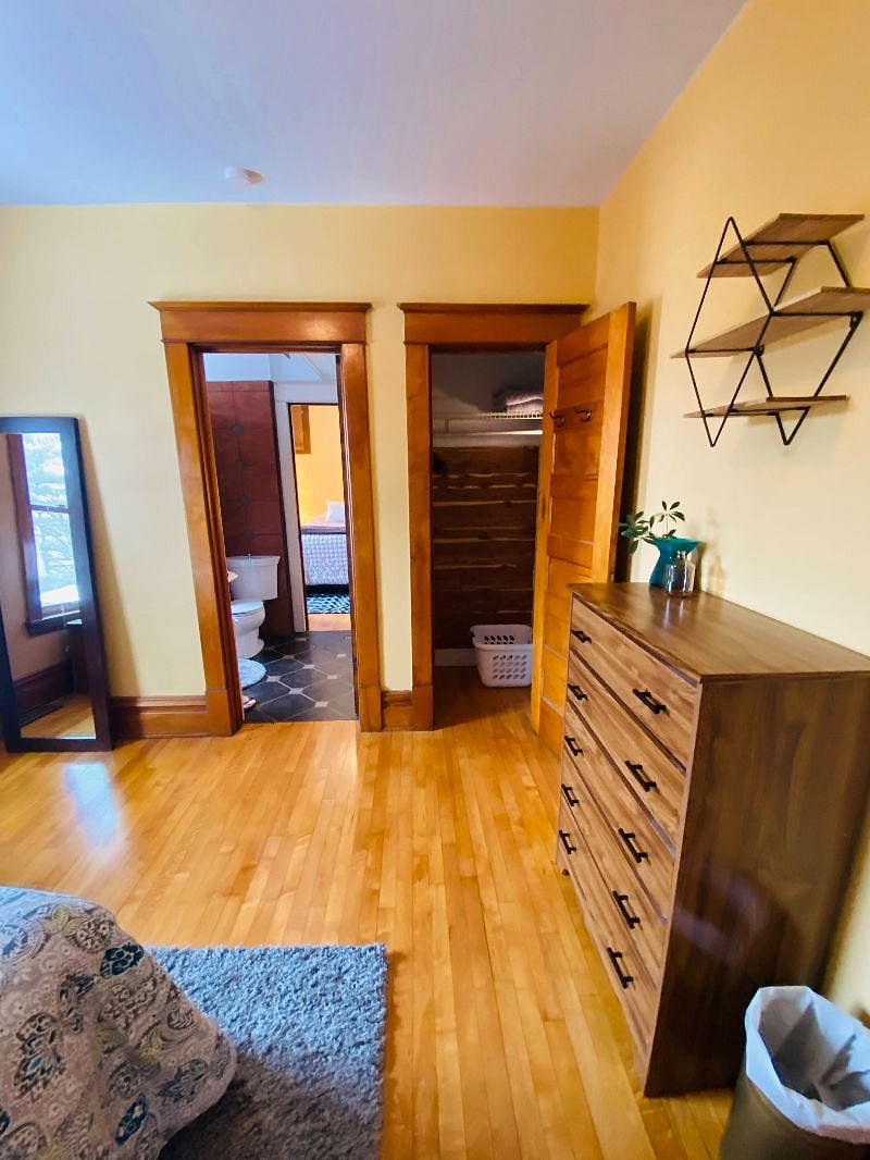 Entering the cedar closet and bathroom through west bedroom
