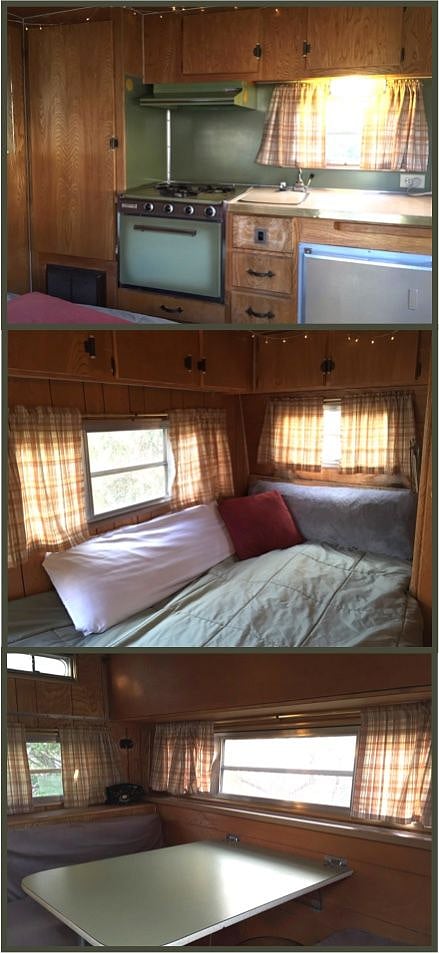 Vintage dry camper is great for a quiet reading space or kids to play.