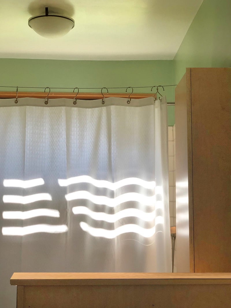 Play of light on shower curtain