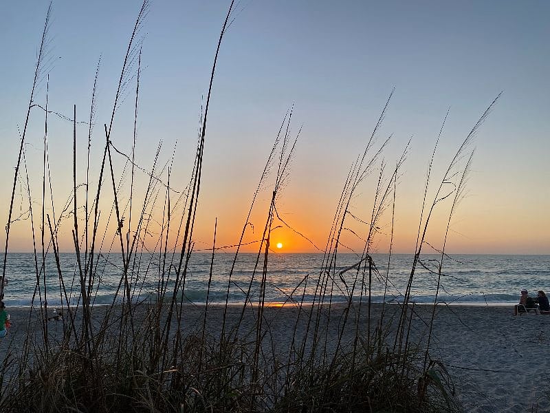 Private beach at sunset