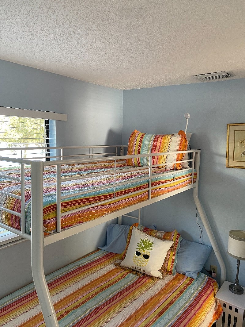 Second bedroom has a full on bottom-twin on top bunk bed