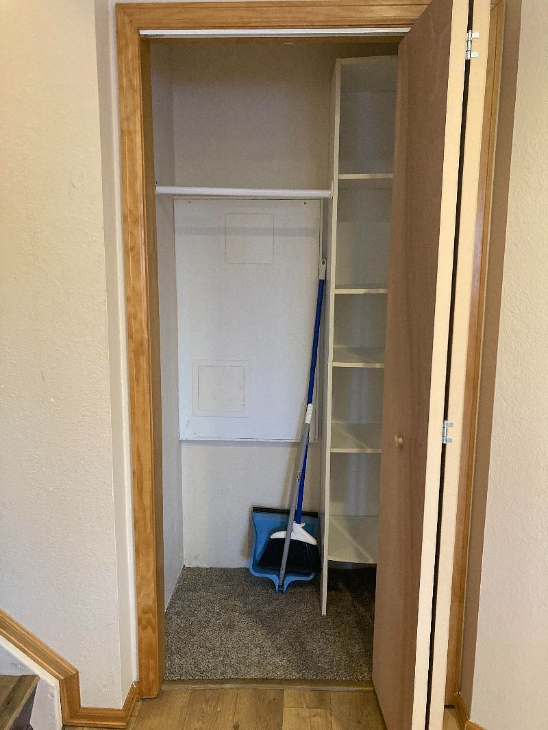 Closet with hanger rack and shelves