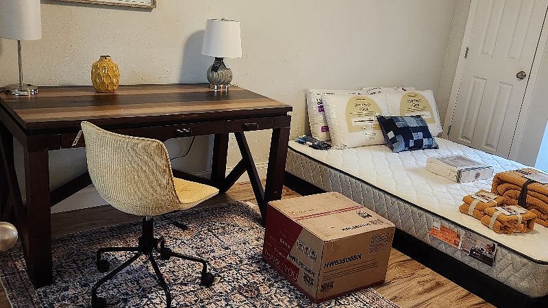 desk for homework / home office in a queen bed room