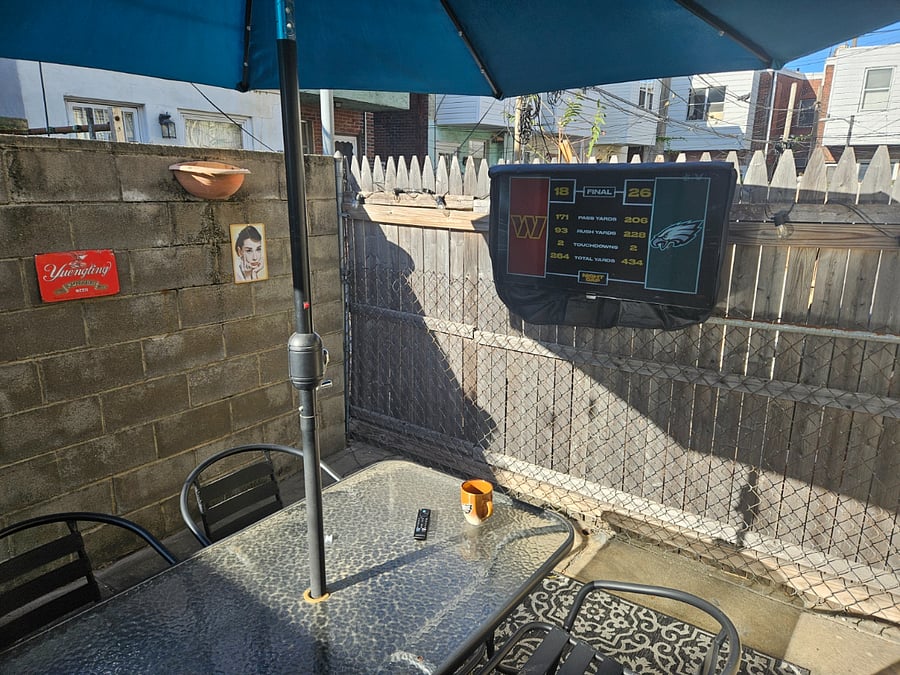 recently added outdoor smart TV to watch games or movies