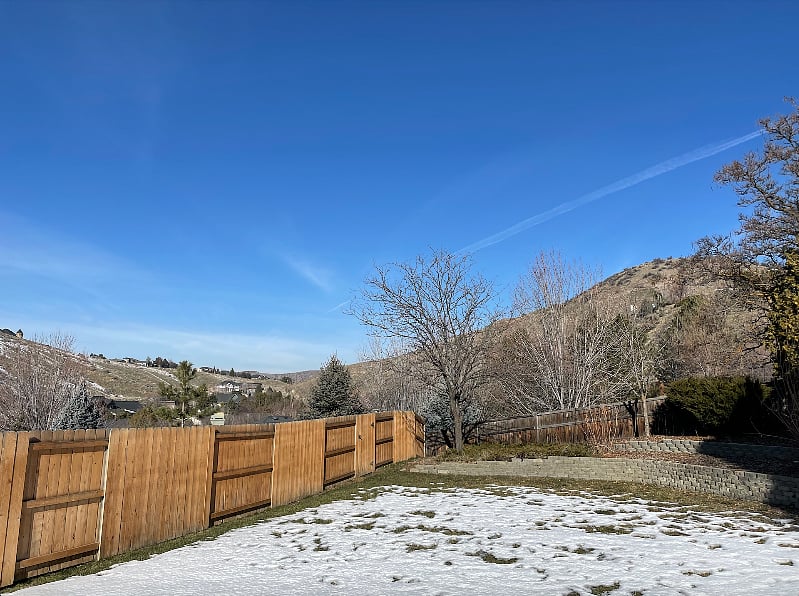 Large backyard with beautiful view