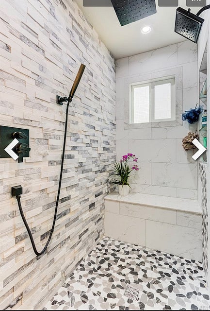 Master Bath Walk-in Shower with 3 shower heads
