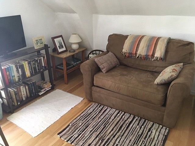 Combo living/dining room w. pullout single sofa bed/couch