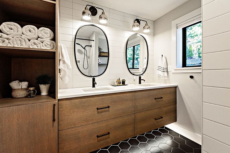 Spa like bathroom with double sinks