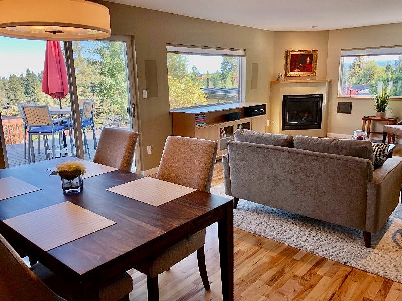 View of living room from dining area
