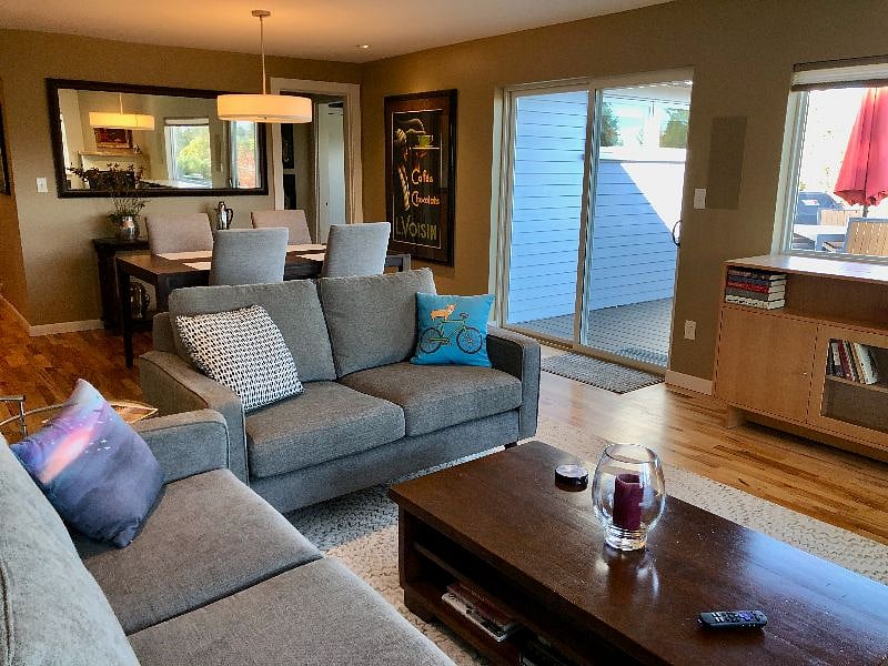 View from living room towards door to master bedroom