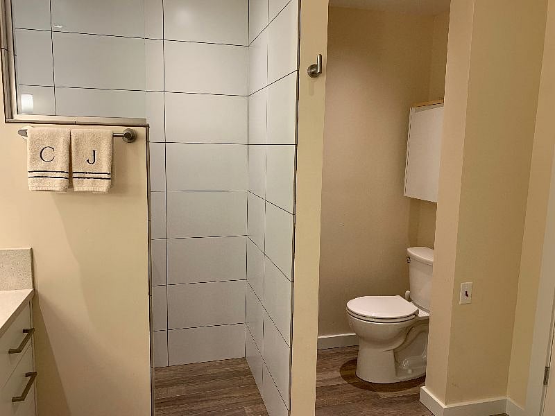 Toilet nook in corner