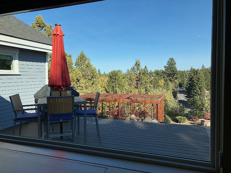 Looking out over deck from living room window