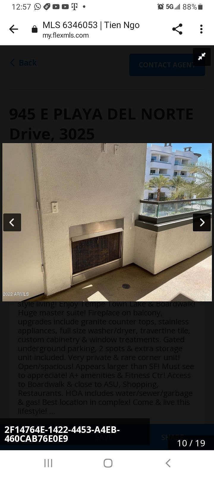 Gas Fireplace on balcony
2 set of pation chairs (seperate picture) left out to view fireplace