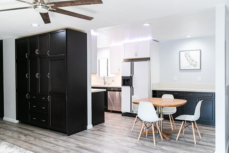 Dining area. Note the refrigerator has been replaced