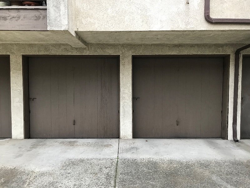 Two car garage. Timed lights turn on every evening for accessibility and security.