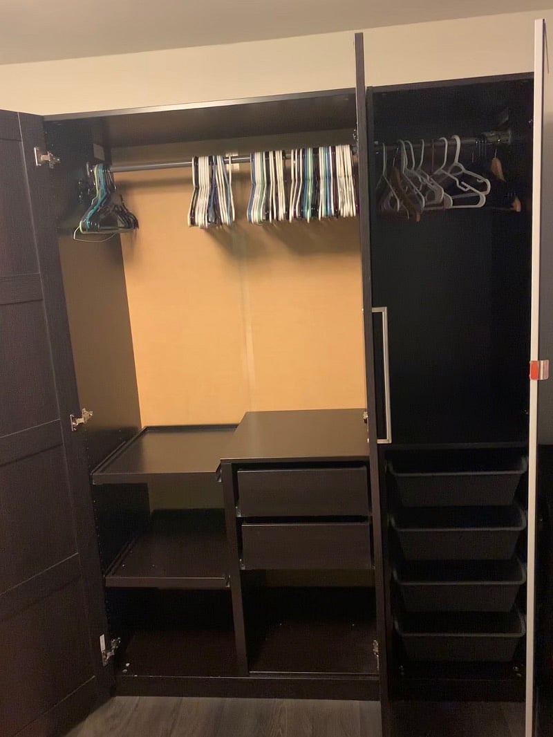 Your closets, inside view, hangers provided.