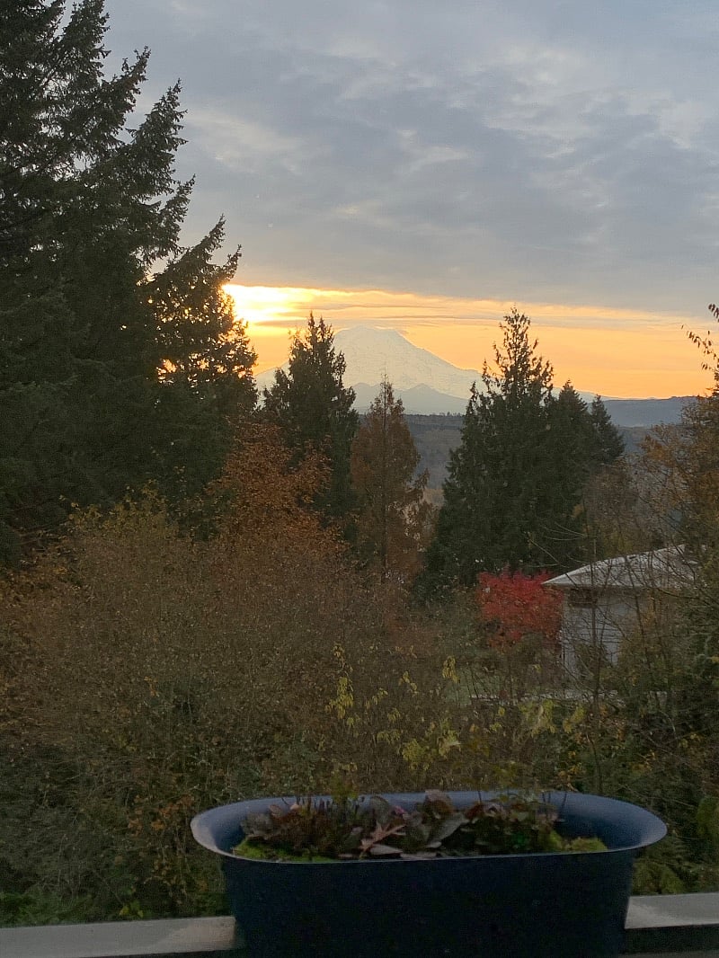 Sunrise mountain view from living room