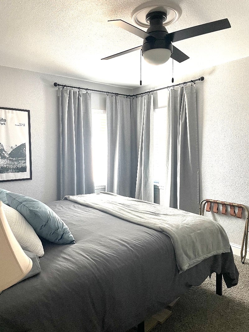 Black out drapes completely darken the room for more restful sleep