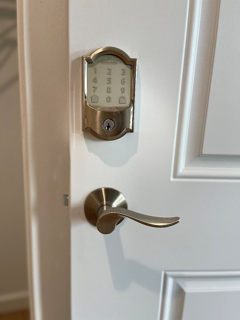Front door key coded lock for added security