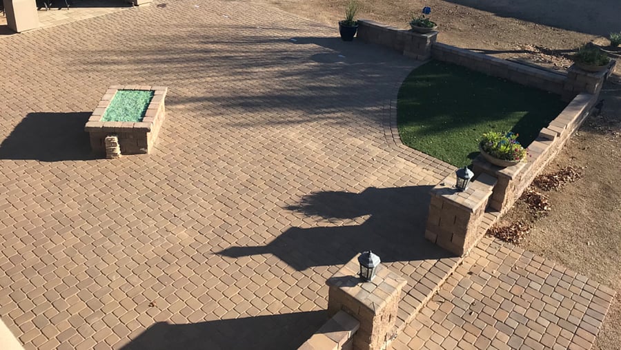 Large, expansive patio.  View from rooftop deck above casita 