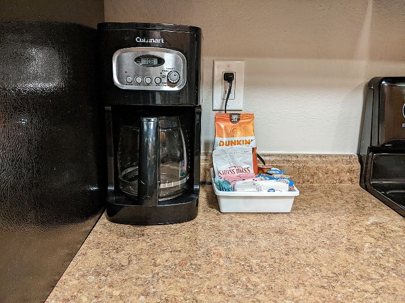 Also stocked with a coffee maker that takes coffee grounds if you prefer this over the Nespresso pods