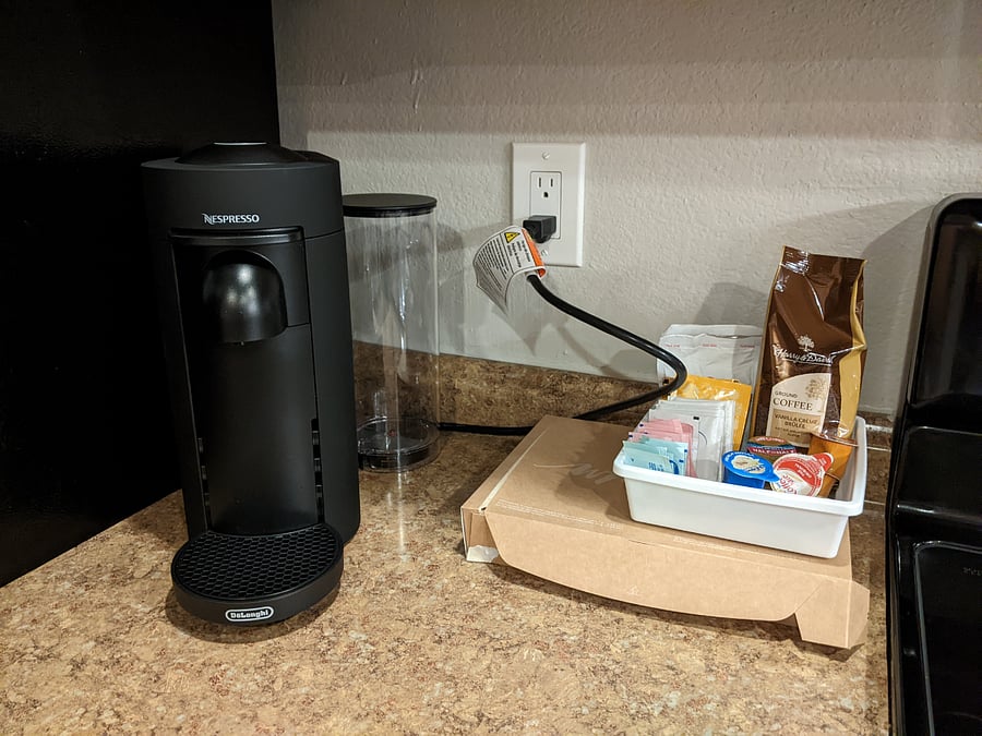 Stocked with a Nespresso machine