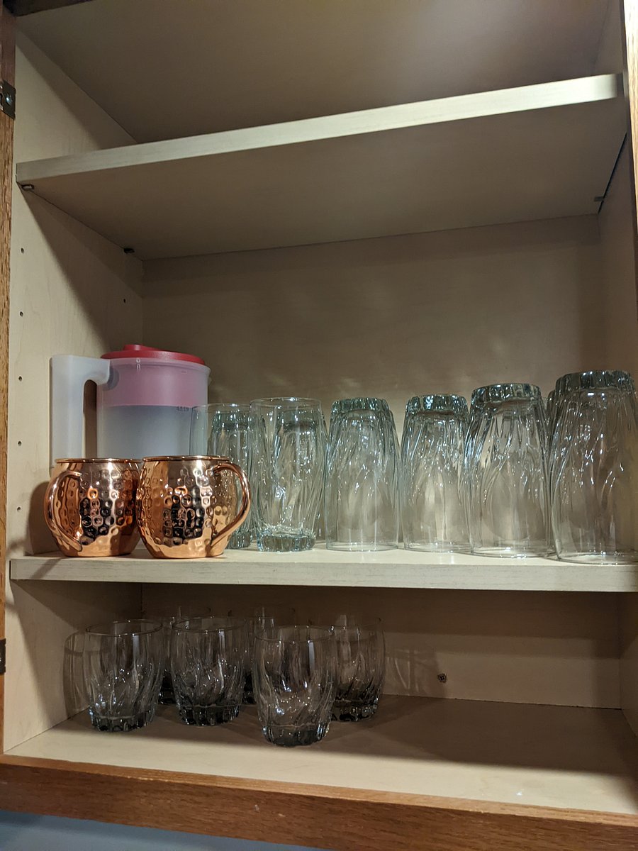 Large and small glasses, pitcher 