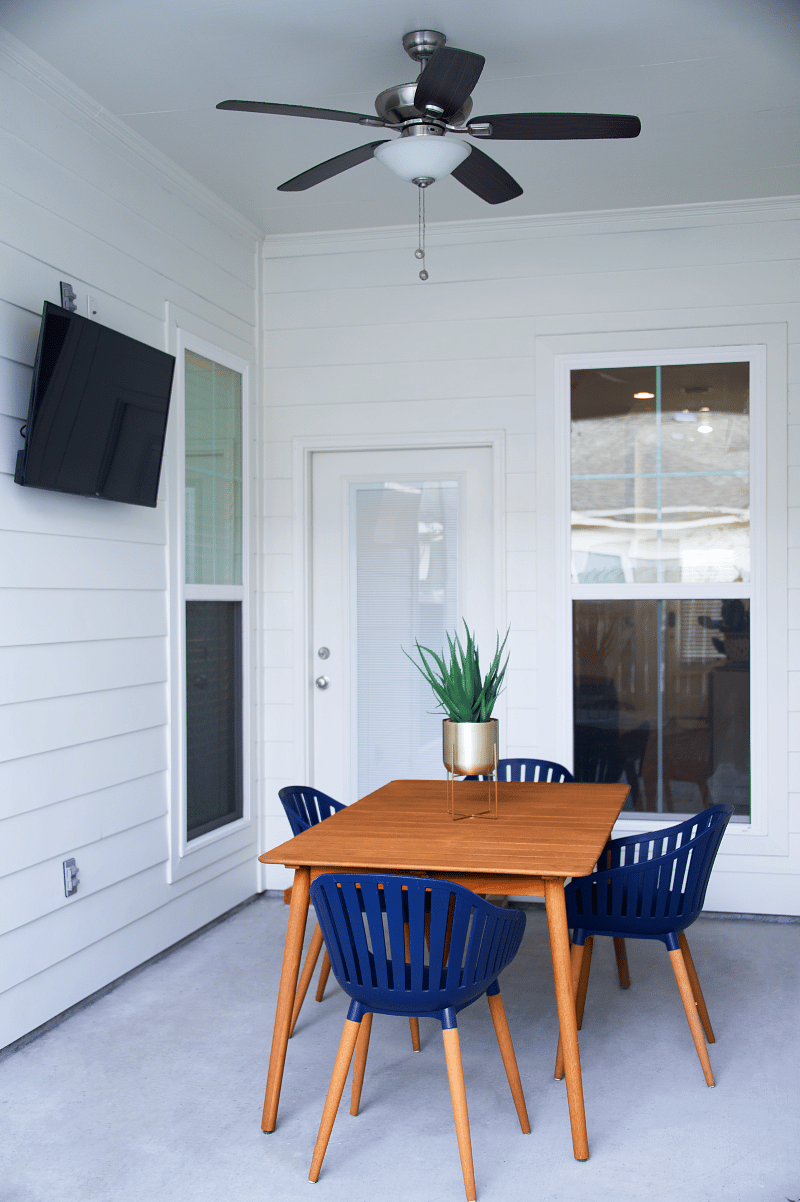Private gated Patio with mounted 55" TV