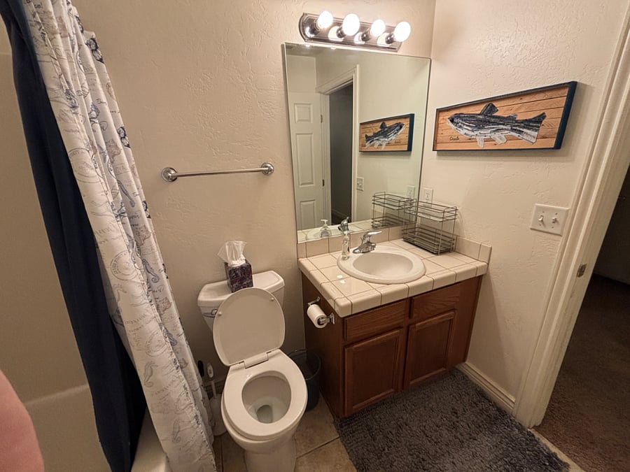 Complete with bathtub!  Some toiletries included to get you settled in.