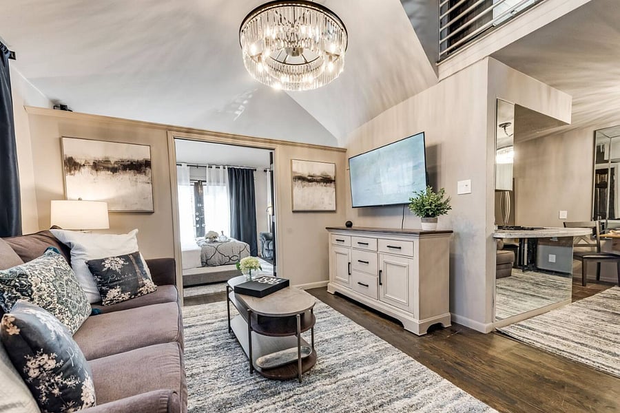 Living room with tv view.