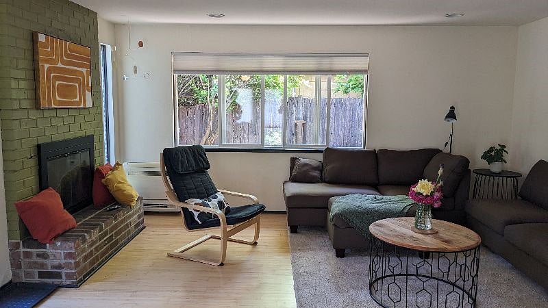 Living room with fireplace