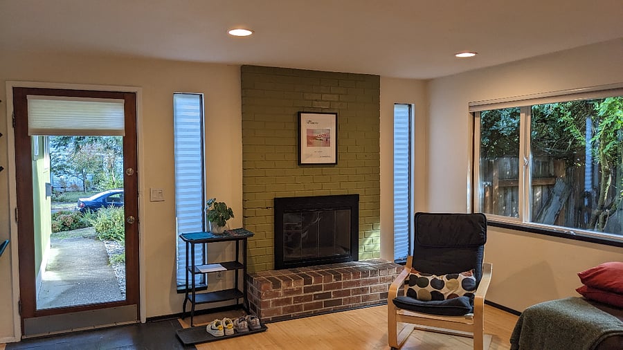 Front door, living room
