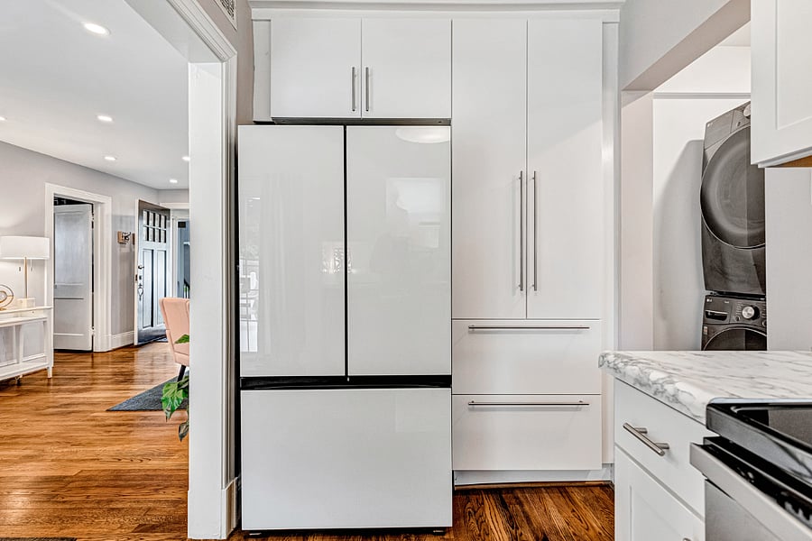 Prepare your favorite meals in the modern gourmet kitchen with plenty of storage space for pantry items and fresh produce.