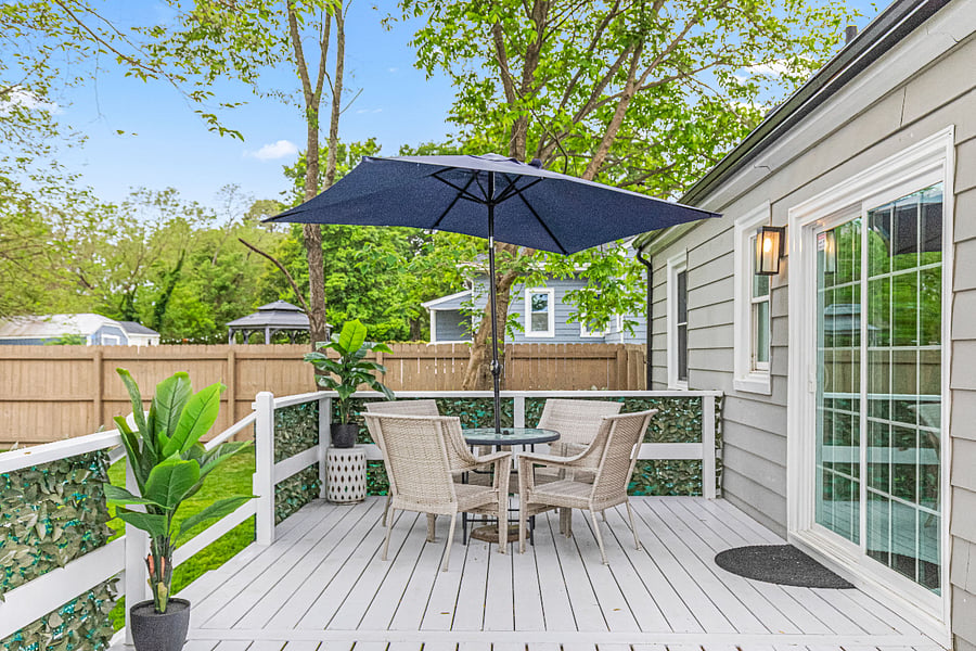 Peaceful mornings and evening sunsets on the back deck are a guest favorite.